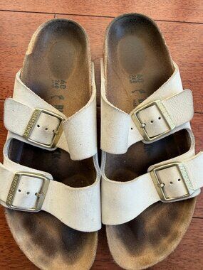 Birkenstock Arizona Antique White Size 40 Leather Sandals